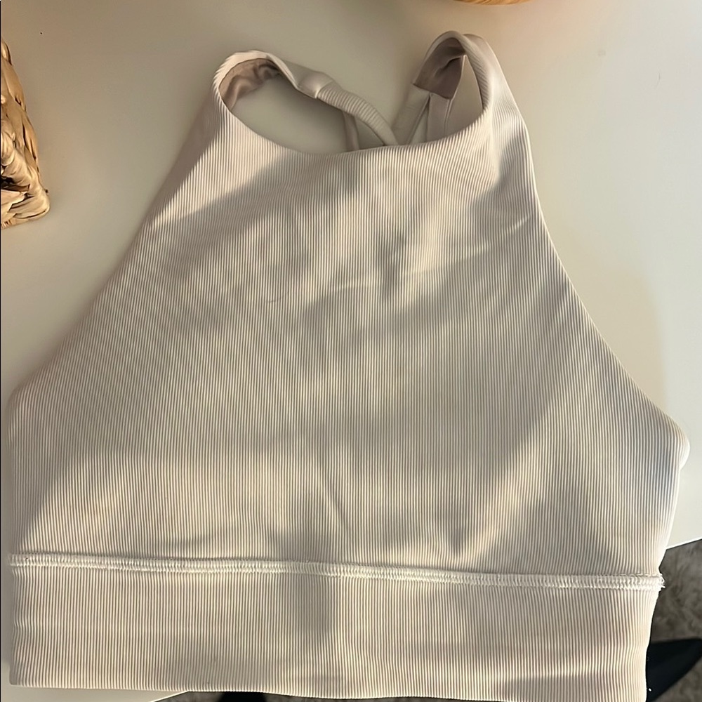 Lululemon white Ribbed High Neck Sports Bra